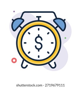 Tome sus manos en este increíble icono de reloj con signo de dólar, concepto de tiempo es dinero