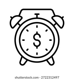 Tome sus manos en este increíble icono de reloj con signo de dólar, concepto de tiempo es dinero
