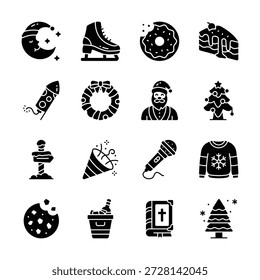 Take your hands on this amazing christmas icons in flat outline style