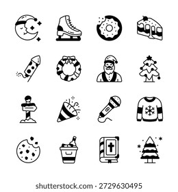 Nehmen Sie Ihre Hände auf diese erstaunliche Weihnachts-Icons in flachen Umriss Stil
