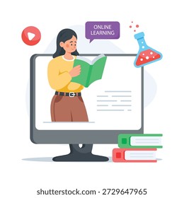 Take your hands on this amazing flat illustration of online learning