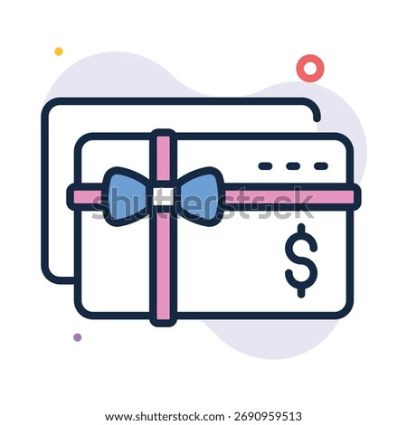 Take your hands on this amazing icon of gift card in flat outline style