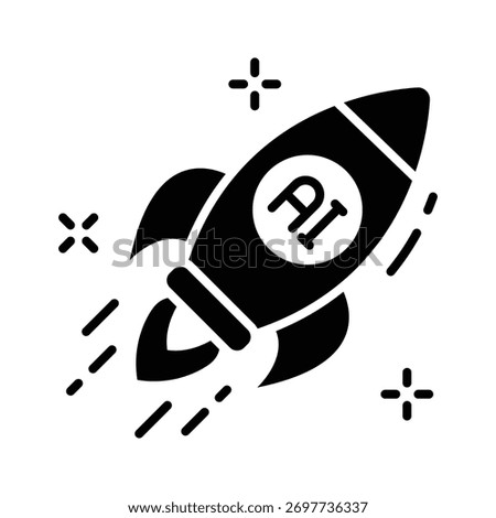 Take your hands on this amazing glyph icon of AI Rocket
