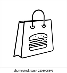 Takeaway Bag Icon, Food Bag Icon Vector Art Illustration