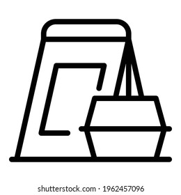 Takeaway bag icon. Outline Takeaway bag vector icon for web design isolated on white background