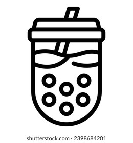 Takeaway Boba tea icon outline vector. Drinking tapioca pearls smoothie. Fruity milky tea