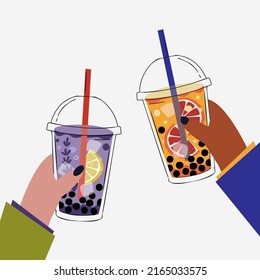 Takeaway bubble tea lavender lemonade cups