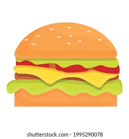 Icono de la hamburguesa de queso. Caricatura de Takeaway cheeseburger icono vector para el diseño web aislado en fondo blanco
