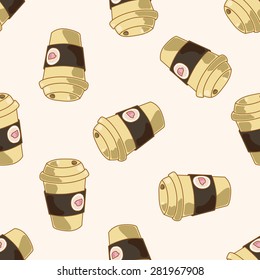 takeaway coffee , cartoon seamless pattern background