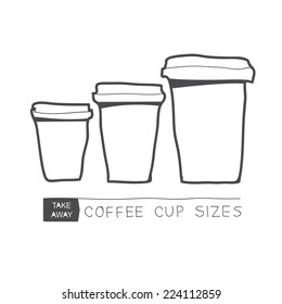 takeaway coffee cup 3 sizes gray