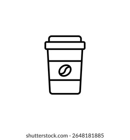Taça de café Takeaway com logotipo do feijão Design de arte de linha minimalista