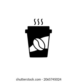 Takeaway Coffee cup icon  in solid black flat shape glyph icon, isolated on white background 