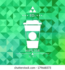 Takeaway coffee cup icon.Triangle background.