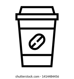 Takeaway coffee cup. Simple design. Line vector. Isolate on white background.