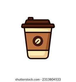 Takeaway coffee cup vector illustration in simple and cute design isolated on white background. Takeaway coffee cup cartoon.