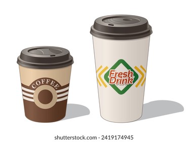 Takeaway Coffee Cups Vector Illustration Isolated on white background, eps