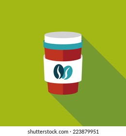 takeaway coffee flat icon with long shadow,eps10
