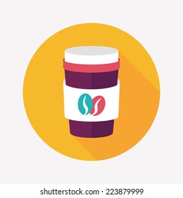 takeaway coffee flat icon with long shadow,eps10
