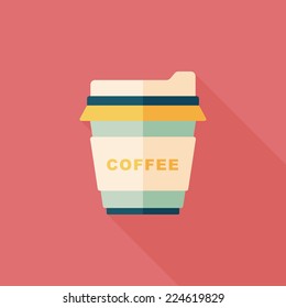 takeaway coffee flat icon with long shadow,eps10