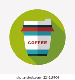 takeaway coffee flat icon with long shadow,eps10