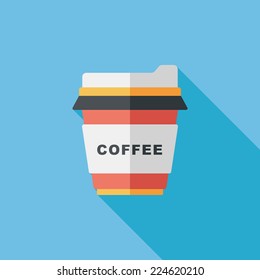 takeaway coffee flat icon with long shadow,eps10