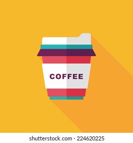 takeaway coffee flat icon with long shadow,eps10