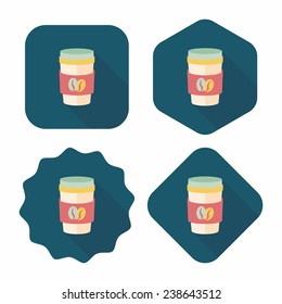 takeaway coffee flat icon with long shadow, eps10