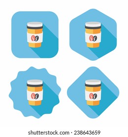 takeaway coffee flat icon with long shadow, eps10