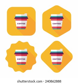 takeaway coffee flat icon with long shadow, eps10
