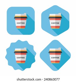 takeaway coffee flat icon with long shadow, eps10