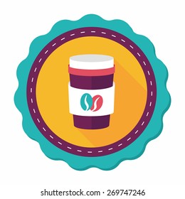 takeaway coffee flat icon with long shadow,eps10