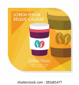 takeaway coffee flat icon with long shadow,eps10