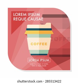 takeaway coffee flat icon with long shadow,eps10