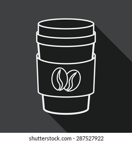 takeaway coffee flat icon with long shadow, line icon