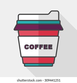 takeaway coffee flat icon with long shadow,eps10