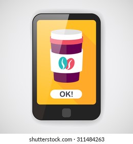 takeaway coffee flat icon with long shadow,eps10