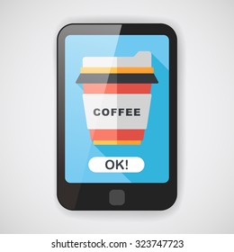 takeaway coffee flat icon with long shadow,eps10