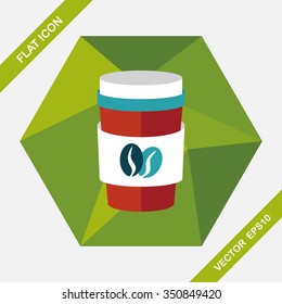 takeaway coffee flat icon with long shadow,eps10