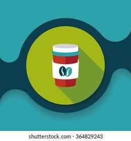 takeaway coffee flat icon with long shadow,eps10