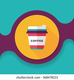 takeaway coffee flat icon with long shadow,eps10