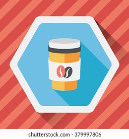 takeaway coffee flat icon with long shadow,eps10