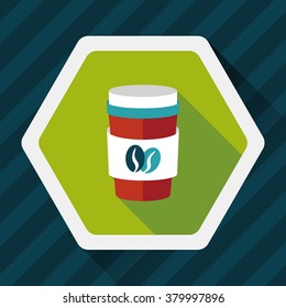 takeaway coffee flat icon with long shadow,eps10