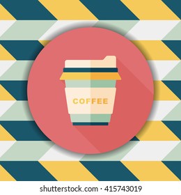 takeaway coffee flat icon with long shadow,eps10
