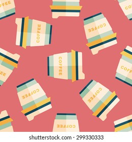 takeaway coffee flat icon,eps10 seamless pattern background