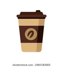 Takeaway coffee icon with flat style. Simple takeaway coffee cup vector 