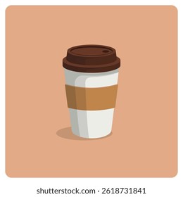Takeaway coffee icon with flat style. Simple takeaway coffee cup vector.