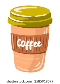 Takeaway Coffee in a paper cup. Vector.
