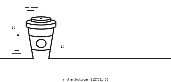 Takeaway Coffee or Tea line icon. Hot drink sign. Beverage symbol. Minimal line illustration background. Takeaway Coffee line icon pattern banner. White web template concept. Vector