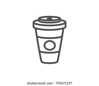 Takeaway Coffee or Tea line icon. Hot drink sign. Beverage symbol. Quality design element. Editable stroke. Vector