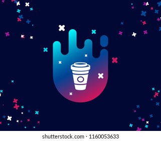 Takeaway Coffee or Tea simple icon. Hot drink sign. Beverage symbol. Cool banner with icon. Abstract shape with gradient. Vector